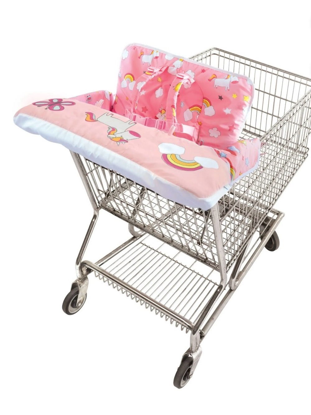 Pink Unicorn & Rainbow Shopping Cart Cover